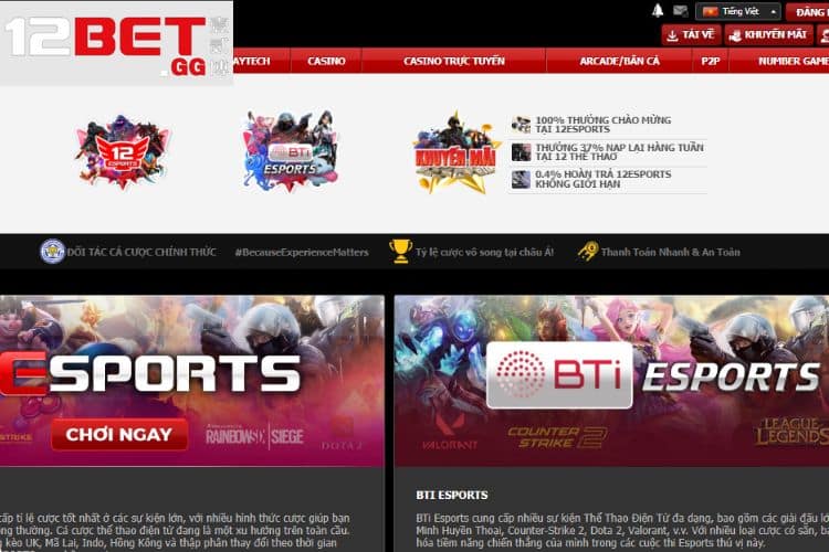 Giao diện thân thiện từ sảnh Esports