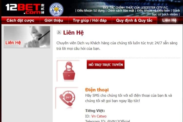 Hướng dẫn liên hệ 12BET với thao tác nhanh chóng